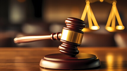 Legal concept image gavel bokeh, law and authority lawyer concept