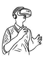 The man is using VR vision