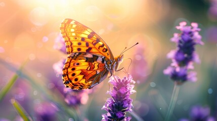 Beautiful butterfly in nature generative ai