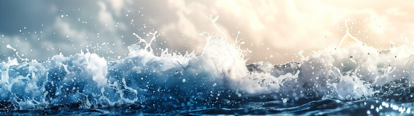 Obraz na płótnie Canvas Nature’s Artistry: The Splashing Ocean Waves