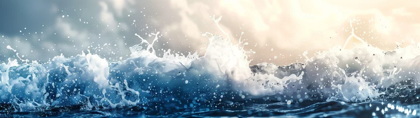 Fotobehang Nature’s Artistry: The Splashing Ocean Waves © DY