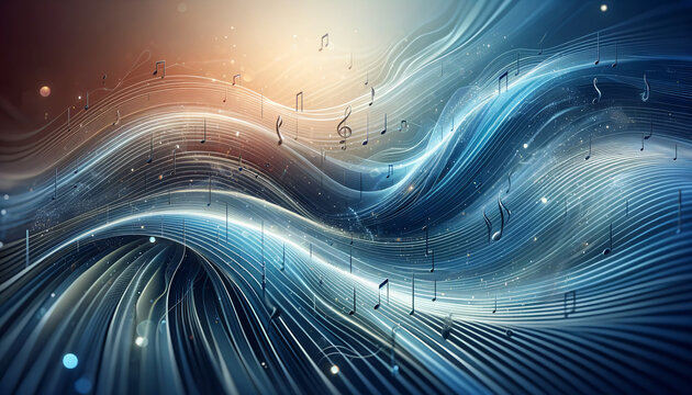 Fototapeta Classic music waves background with dynamic, flowing design and soft colors, perfect for wallpapers or music app backgrounds.