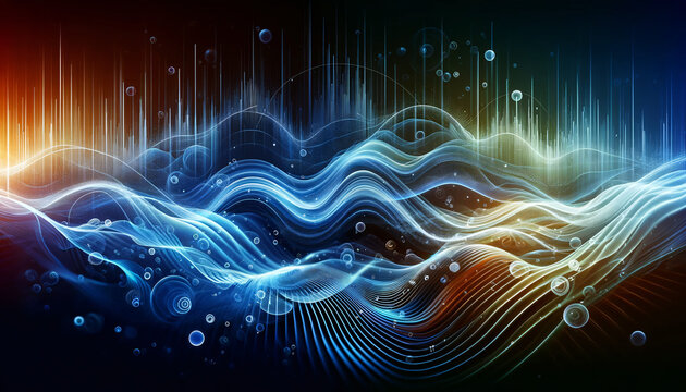 Classic music waves background with dynamic, flowing design and soft colors, perfect for wallpapers or music app backgrounds.