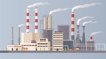Obraz premium energy generation plant with chimneys electricity production industrial manufacturing building heavy industry factory.