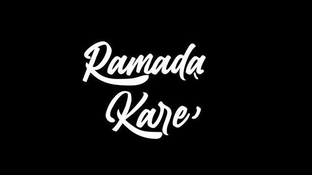 Ramadan Kareem handwritting text animation with alpha channel. 4K lettering footage video of holy month for muslim comunity. Suitable for greeting card video 