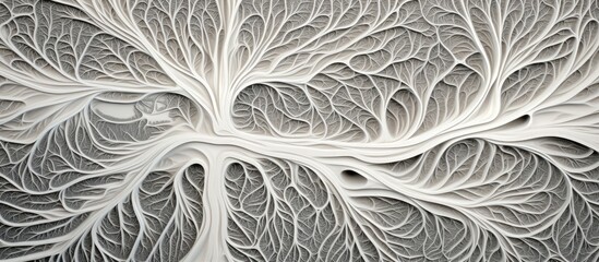 Detailed view of a leaf pattern adorning a wall, showcasing intricate veins and texture. The pattern is prominently displayed, with each detail clearly visible in the close-up shot.