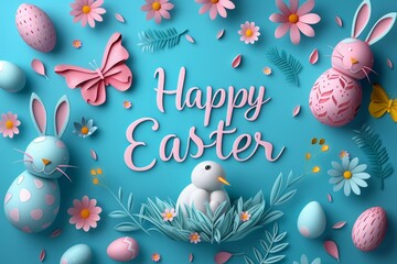 Happy Easter concept. Background with selective focus and copy space