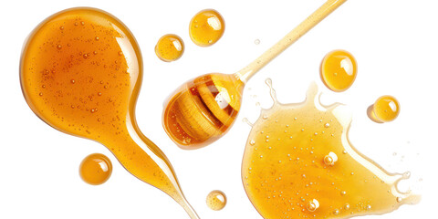 Honey spill, Sweet honey spill drip isolated isolated on transparent png.	