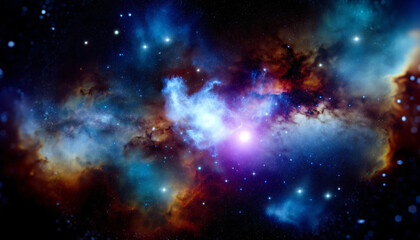 Fototapeta premium Breathtaking depiction of deep space, showcasing vibrant nebulas, distant stars, and the vast beauty of the cosmos.