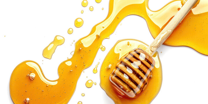 Honey spill, Sweet honey spill drip isolated isolated on transparent png.	