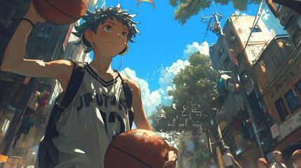 illustration basketball anime 80s 