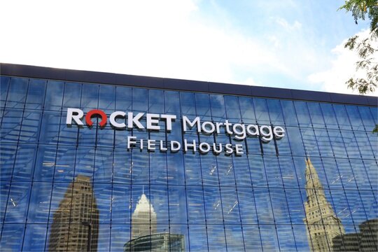 Rocket Mortgage Fieldhouse. NBA Cleveland Cavaliers. Built in 1994, its also a concert arena. It hosted the 2016 Republican National Convention w/ Donald Trump being elected. Cleveland OH, US-Feb 3