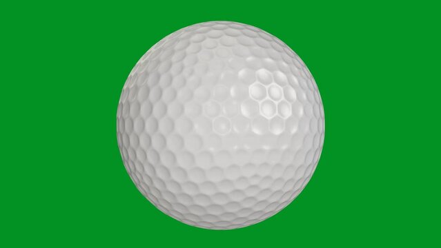 Seamless rotating golf ball on the green screen background - 3D Render