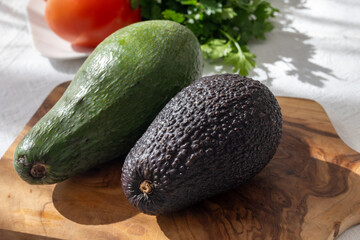 Ripe green organic avocados ready to eat, Fuerteventura, Canary islands, Spain
