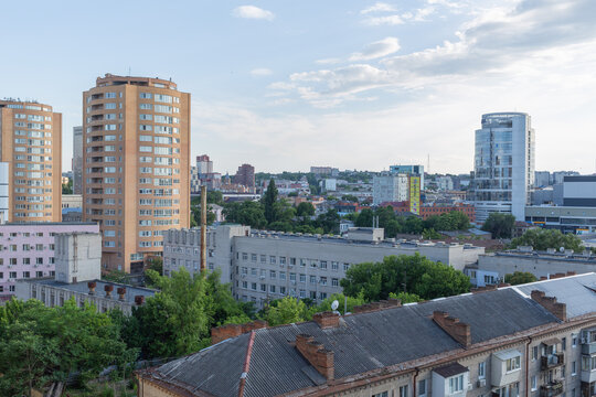 cityscape seen from the terrace of hotel in dnipro city 