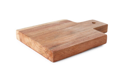 One wooden cutting board on white background