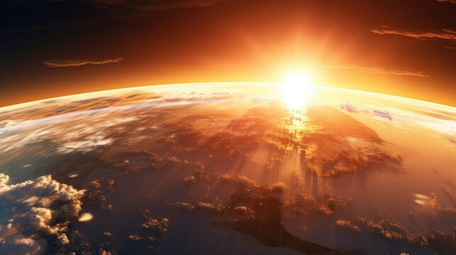 Photo of the Sun rising over the planet.