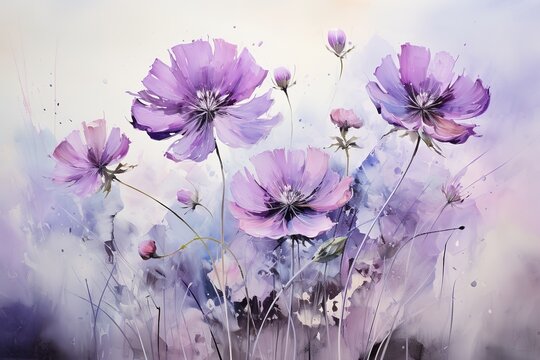 Cranesbill flower oil painting with generative AI