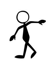 Fototapeta na wymiar A black silhouette of a stick man walking. Vector illustration.