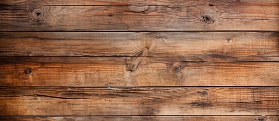Naklejka premium Detailed view of a weathered wooden plank wall, showcasing unique patterns and textures. The aged wood gives a vintage aesthetic, perfect for backgrounds or rustic interiors.