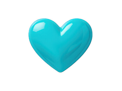 Blue cyan colored heart isolated on transparent background, transparency image, removed background