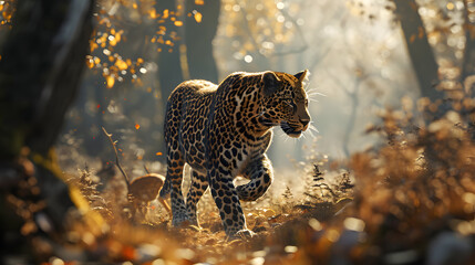 leopard chasing deer