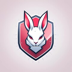 rabbit vector logo on shield with minimalist background. generative ai