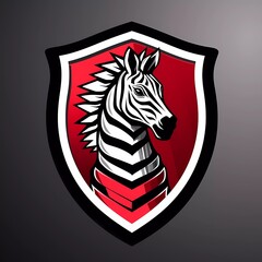 zebra vector logo on shield with minimalist background. generative ai