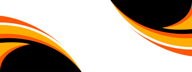 Abstract wave web banner background black and orange color
