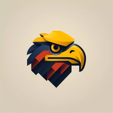 Flat vector logo lego happy eagle, minimalist background