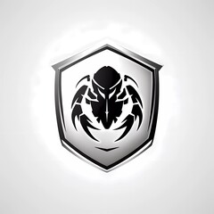 scorpion vector logo on shield with minimalist background