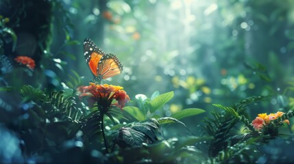 radiant butterfly perched on a flower generative ai