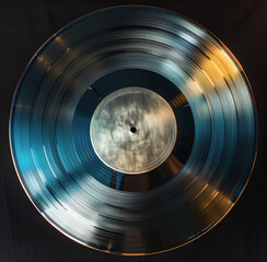 Vinyl Record with Silver Mosaic Design