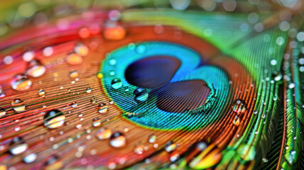 Beautiful HD wallpaper of a close-up of a peacock feather