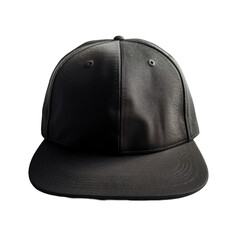 Black snapback hat isolated on transparent background