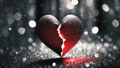 Broken Heart Concept with Bokeh Background