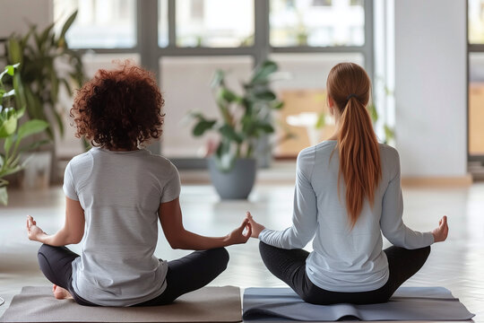Diverse Duo in Serene Meditation Practice