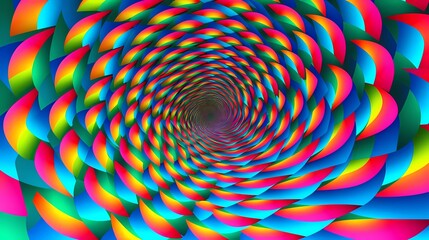 Psychedelic Pulses in Green Blue Yellow and Pink Rotation - Optical Illusion Pulsation