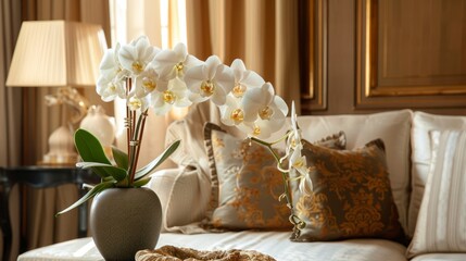 elegant atmosphere with a bouquet of orchids generative ai