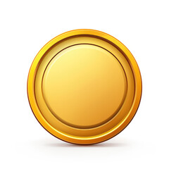 Blank golden coin cartoon game white background