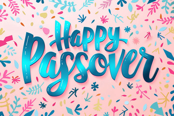 Passover banner template. Happy Passover inscription. Jewish holiday colorful background. Pesach celebration concept.