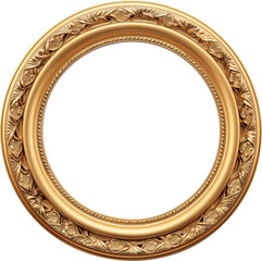 Round antique empty picture frame isolated.
