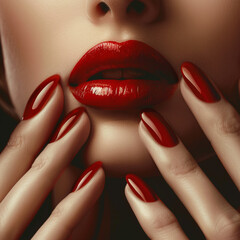 Naklejka premium person with red lips