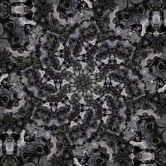 Seamless abstract square pattern. Symmetrical round pattern. Author's patterns.