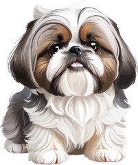 Shih tzu dog pet logo sticker vector illustration art design.