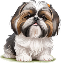 Shih tzu dog portrait logo sticker vector illustration art design.