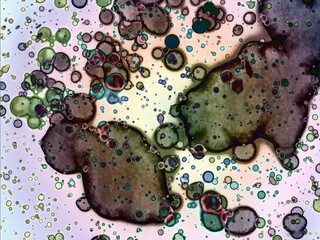 Author's artistic abstractions. Watercolor and alcohol inks. Modern art. Processed in Photoshop