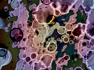 Author's artistic abstractions. Watercolor and alcohol inks. Modern art. Processed in Photoshop