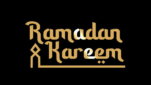 Gold Ramadan kareem text animation. Suitable for greeting card. 4K handwritting footage video for holy month of moslem comunity.