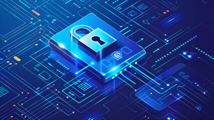 Electronic security lock Digital padlock for computing system.